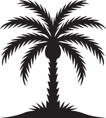 A striking silhouette of a date palm tree against a dark background