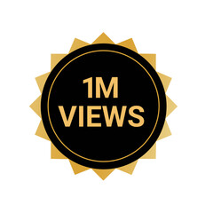 1 million views gold badge icon isolated on transparent background 