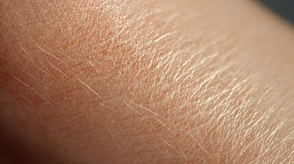 Fototapeta premium Detailed Macro Shot of Human Skin with Fine Hairs and Texture