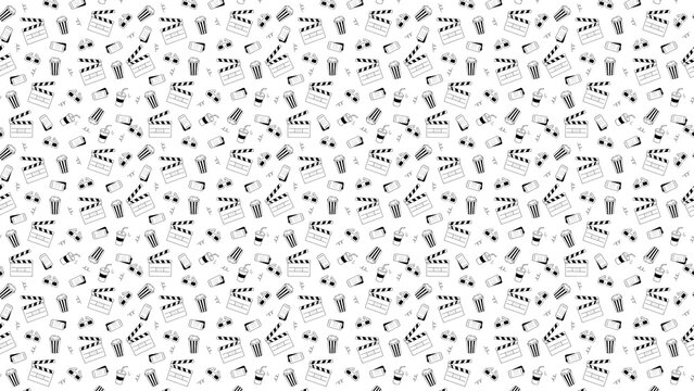 Fun movie clapperboard popcorn pattern for film enthusiasts