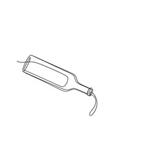 Minimalist line art of a classic glass bottle with a delicate string detail