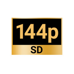 144p SD video quality icon-Low resolution label isolated on transparent background 