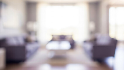 Blurred interior living room setting with bright window light background, creating a soft atmospheric scene that suggests comfort, calmness, and modern home living