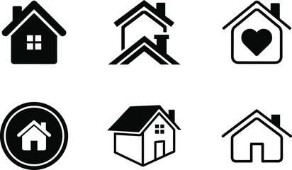 Fototapeta premium Collection of various house icons in black and white Vector