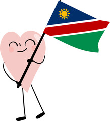 illustration of Namibia flag with heart cartoon character