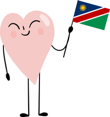 illustration of Namibia flag with heart cartoon character