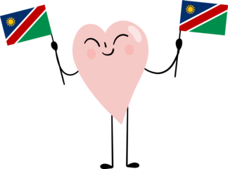 illustration of Namibia flag with heart cartoon character
