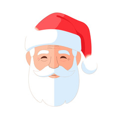 Cartoon Santa Claus face with smiling expression and red hat  