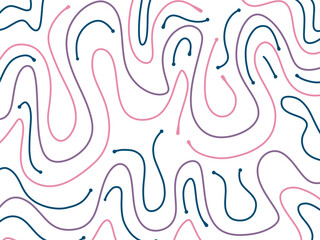 Obraz premium Seamless vector illustration of an abstract pink floral pattern with hearts and ornamental wave lines for a decorative fashion wallpaper design