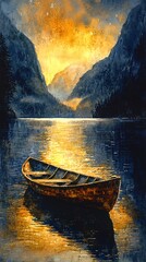 Lonely boat in the lake