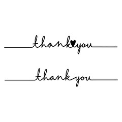 THANK YOU written in single line silhouette pack  typography banner