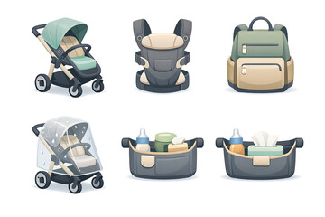Baby Essentials Icons Stroller, Carrier, Diaper Bag, and Accessories