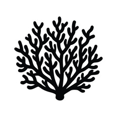 Fototapeta premium Coral colony silhouette vector, Underwater ocean flora icon