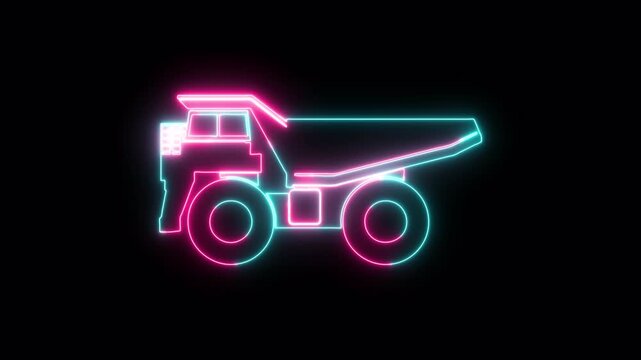 Truck neon icon 4K video animation for apps and websites