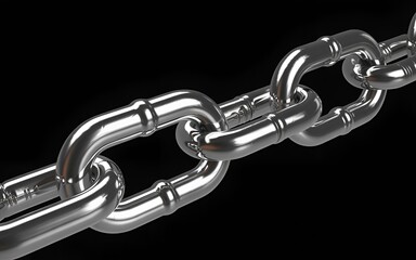 Obraz premium 3D Chrome Chain Icon Illustration with Metallic Glossy Finish