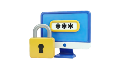 Computer screen with lock and password field