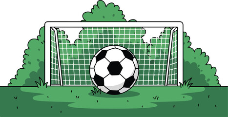 Golf Ball on Wooden Tee in Green Grass - Vector Illustration