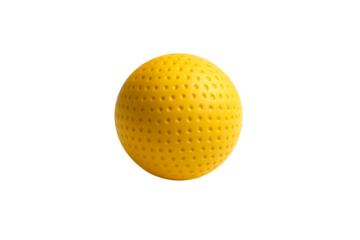 Yellow dimpled field hockey ball for professional outdoor sports practice and competitive matches on turf isolated on transparent background