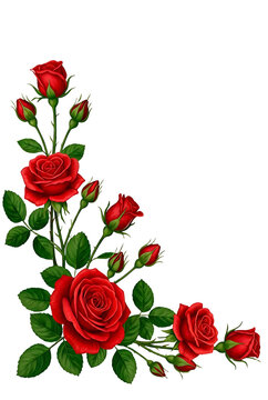 Red Rose Corner Decoration with Green Leaves red roses