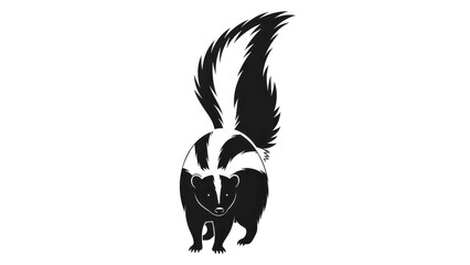 Monochrome illustration of a skunk.
