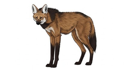 Illustration of a maned wolf standing gracefully.