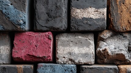 Geometric Concrete Pattern: Heavy Raw Construction Blocks for Brutalism Architecture Design