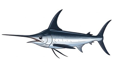 Illustration of a majestic swordfish in profile view.