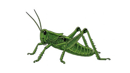 Fototapeta premium Detailed illustration of a green grasshopper.