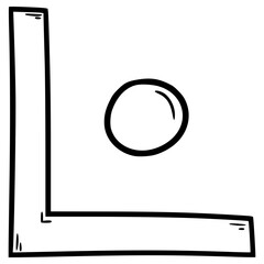 pigpen cipher L illustration hand drawn outline vector