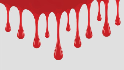 Red blood dripping effect on white background