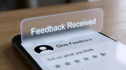 Smartphone Showing &ldquo;Feedback Received&rdquo; Notification with Star Rating &ndash; Customer Experience, User Feedback & Digital Review Concept

