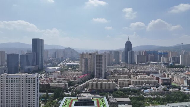 Xining City Aerial View - Qinghai Province Urban Skyline