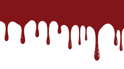Red blood dripping effect on white background