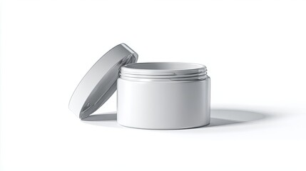 Blank White Cosmetic Jar Mockup with Open Lid