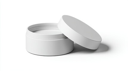 White Cosmetic Jar Mockup with Open Lid
