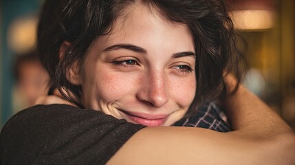 Genuine Joy: Smiling Young Woman with Freckles