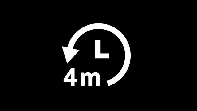 Abstract 4 minite clock with circle arrow. Clock timer, time passage waiting time animation. Stopwatch animated icon clock with moving arrows simple animation.