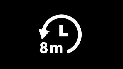 Abstract 8 minite clock with circle arrow. Clock timer, time passage waiting time animation. Stopwatch animated icon clock with moving arrows simple animation. - Powered by Adobe