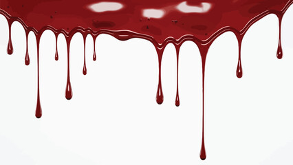 Red blood dripping effect on white background