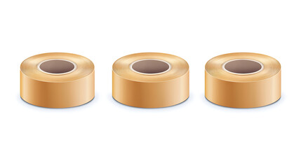 Collection of assorted colored tape rolls on a white background showcasing variety of vibrant colors and textures for crafting and packaging purposes displayed in a grid pattern.