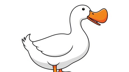 Cheerful cartoon duck with an orange beak.