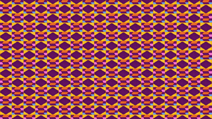 Vibrant geometric pattern with purple, orange, and pink hues