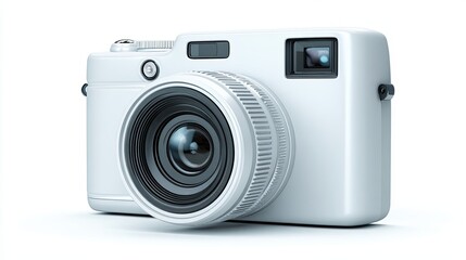 Sleek White Digital Camera on Clean Background