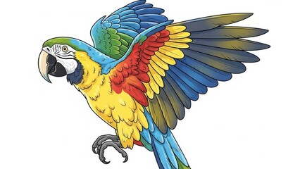 Colorful parrot illustration with vibrant plumage.