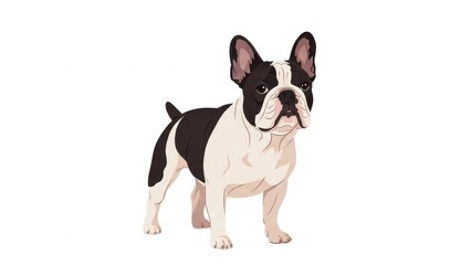 Illustration of a French Bulldog standing confidently.