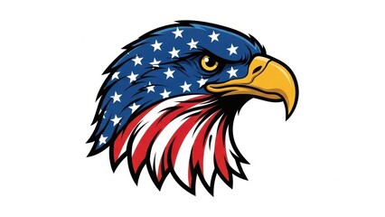 Eagle head with American flag design illustration.