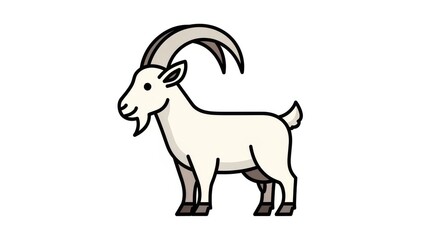 Illustrated cartoon goat on a white background