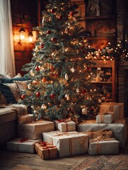 Cozy Christmas Tree with Presents