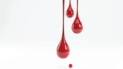 Red blood dripping effect on white background