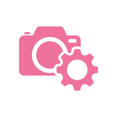 Camera and Gear Icon Vector Template Illustration Logo Design